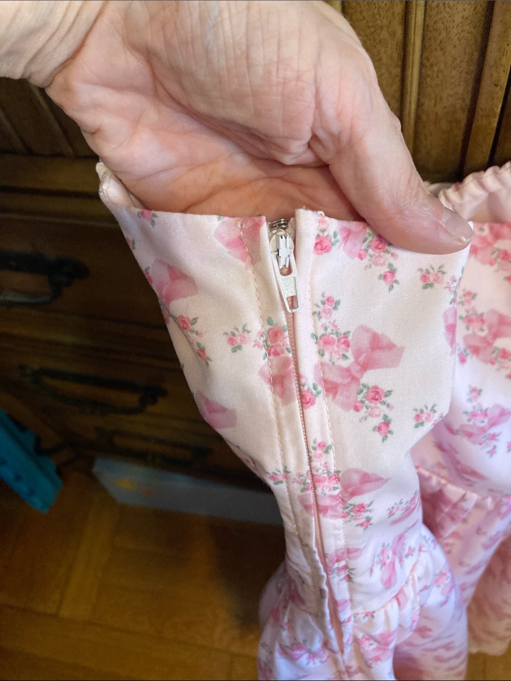 RARERAW Pink Floral Corset Mini Dress with Lace Trim - Picture 8 of 9